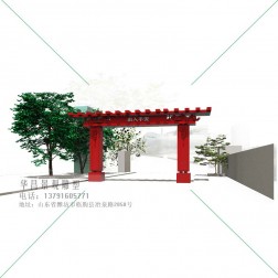 村庄入口乡村大门,农村入口铁艺牌坊的效果图